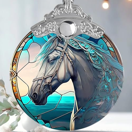Jocidea Pferd Ornament Glas Moderne Ornament für Weihnachten, Geburtstag, Thanksgiving Dekorationen und Geschenke