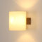 Tealight Wandleuchte Innen Holz, Vintage Wandlampe Treppenhaus E27, Moderne Wandleuchte, Weiß Lampenschirm aus Glas Wandbeleuchtung für Wohnzimmer Schlafzimmer Flur