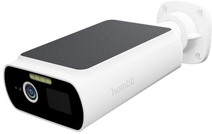 Hombli Solar Cam 2K QHD, kabellose Überwachungskamera für außen, Nachtsicht in Farbe, Sirene, Licht, wetterfest, App-Steuerung, Zwei-Wege-Audio, Weiß