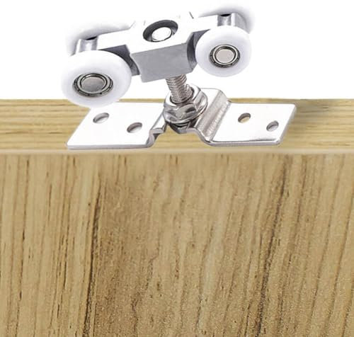 DAZZLEEX 1 par de rieles de puerta corredera de acero inoxidable para colgar en la puerta, polea de nailon suave y silenciosa