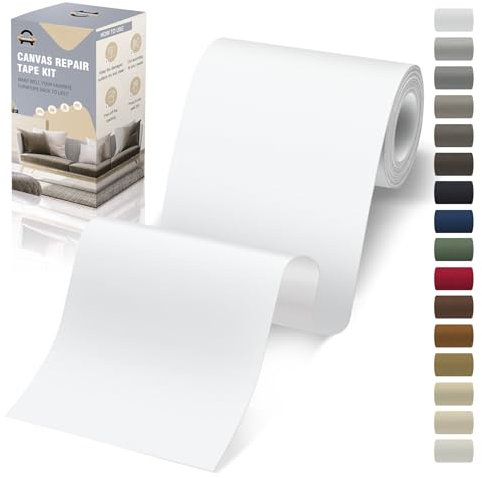 Flicken Selbstklebend Stoff, 10 x 200 cm Leinwand Stoff Selbstklebend, Weiß, Wasserdichtes Leinwand Flicken Selbstklebend für Sofa Zelt Möbel Autositz Liege