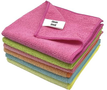 Clean Shell Microfibre Cloths, 12 pack Large Multipack For Car,Kitchen,and House-Hold Cleaning Multicoloured lint free,dusting cloths,cleaning cloths