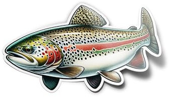 Set di adesivi adesivi per trota colorata – adesivo in vinile per appassionati di pesca e pesci e decorazione naturale resistente acqua e uv 8 cm