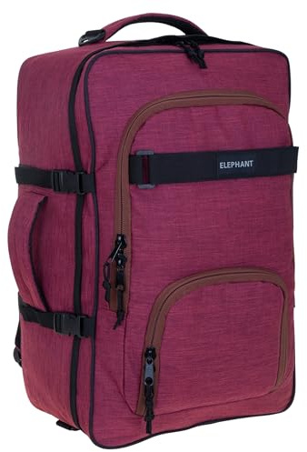 Elephant Rucksack Handgepäck Reise Fly 42 L Laptop Fach 13029 Bordeaux | Herren Damen Travel Daypack Kabinenrucksack Kabinengepäck Reiserucksack Weekend Zug groß viel Stauraum