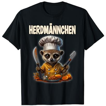 Herdmännchen Küche Herd Geschenk für Köche Damen T-Shirt Schwarz Reguläre Passform Kurzarm [1981507031] S