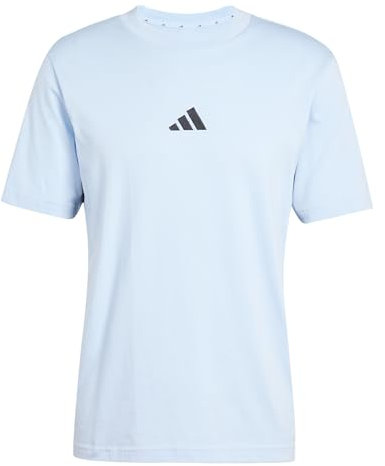 adidas Men's Essential Three Stripes Single Jersey Tee, Glow Blue/Black, XL
