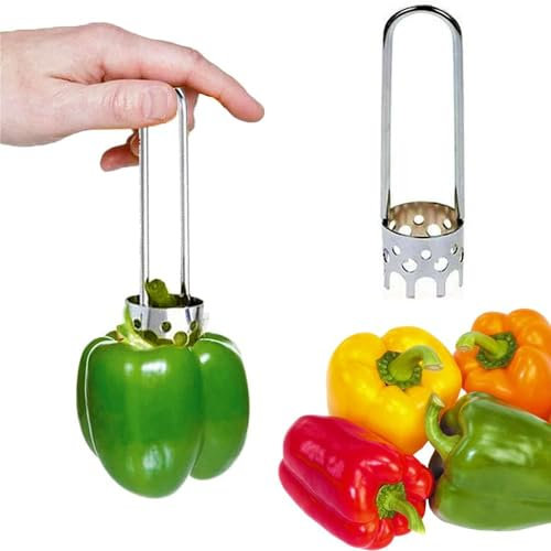Jalapeno Pepper Bell Paprika Entkerner, Edelstahl Chili Entferner Pfeffer Gemüseschnitzer, Küchenhelfer für Obst und Gemüse