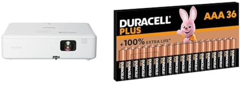Epson CO-W01 Data Projector 3000 ANSI lumens 3LCD WXGA (1200x800) Black White & Duracell Plus Batterien AAA, 36 Stück, langlebige Power, AAA Batterie für Haushalt und Büro [Amazon Exclusive]
