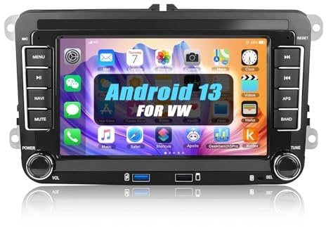 CAMECHO Android 13 Autoradio für VW Golf 5 6 Touran Polo Touran Radio mit Navi, 7 Zoll Bildschirm Toauch Display Auto Radio mit Bluetooth RDS FM Navigation GPS WiFi USB Canbus