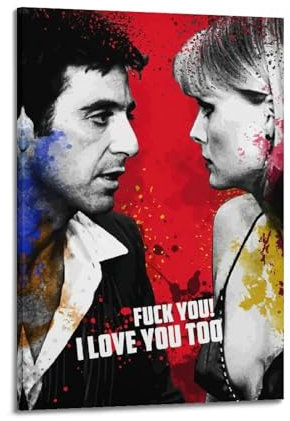 VZTTSVHE Scarface Filmposter mit Protagonisten-Motiv, Leinwandposter, Wandkunst, Dekoration, Wohnzimmer, Schlafzimmer, Dekoration, Poster, 60 x 90 cm, Rahmenstil