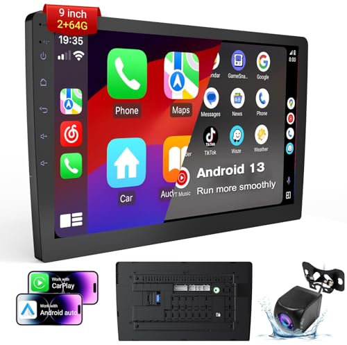 Haudio Wireless Double Din Car Stereo with 9 HD Touchscreen | CarPlay & Android Auto | Backup Camera | Bluetooth| FM/AM | All Vehicles