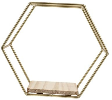 CRAFTHROU 2 Stück Sechseckige Regale Zur Wandmontage Aufbewahrungsregal Zum Aufhängen Von Pflanzen Wandregal Goldene Wanddekoration Drahtregale Goldenes Regal Wandmontage Topfregal