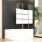 Goezes Duschwand für Badewanne 160x140cm 3-teilig Faltbar, Duschtrennwand mit festem Segment Badewannenaufsatz, Gestreift Glas Duschwand aus 6mm ESG Sicherheitsglas, 160cm Duschabtrennung