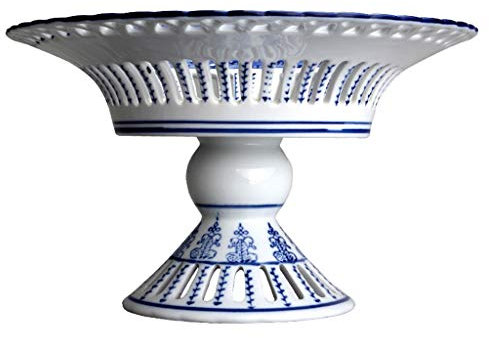GKHLAMZDE Cuencos de Frutas de cerámica China Moderna Azul y Blanca Plato de Frutas para Sala de Estar Mesa de café Disco de Dulces para el hogar Estilo Chino/Longitud 32 cm
