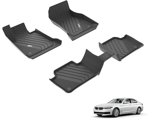 3W Fußmatten für BMW 3er F30 2012-2018, TPE Allwetter Maßgeschneiderte Gummimatten für BMW 3er 1. und 2. Reihen Komplettset Auto Fussmatten Zubehör, Schwarz Antirutschmatten