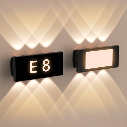 STASUN 2pcs DIY Hausnummer Wandleuchte,Innen/Aussen IP66 LED wandlampe,12W 3500K Warm White Wash Light,Moderne Wandleuchte Beleuchtung für Wohnzimmer,Schlafzimmer,korridor,Treppen,Hotel,Garage