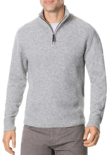 Windy Weave Troyer Pull à col zippé en coton pour homme