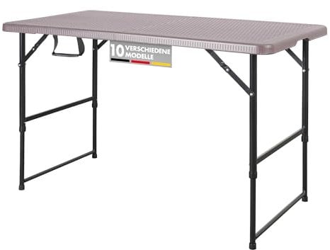 Floordirekt- Gartentisch Klappbar Kunststoff 120 x 60 cm - Buffettisch mit Tragegriff - Klapptisch für Garten Terrasse und Balkon - Campingtisch 6 Personen (Saga)