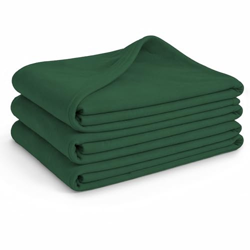 Glart G3TG set 3 coperte pile Oeko-Tex, 130x160 cm, 200 g/m², verde abete | 100% poliestere, versatile come coperta da casa, morbida, da divano, ospiti o picnic