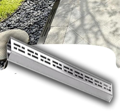 ZIUSFAC Caniveau Exterieur Kit De Drainage De Tranchée, Drain De Canal en Acier Inoxydable Caniveaux Minces Canal De Drainage avec Grille Caniveau De Douche pour Cour Clôture(100x30mm(3.9x1.2in))