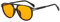 YAMEIZE Estilo Retro Piloto Doble Puente - Gafas de Sol para Mujer Hombre Classic 70 Gafas de Sol Redondas Elegante Gafas de Conducción, Negro y naranja., Standard Adult Size