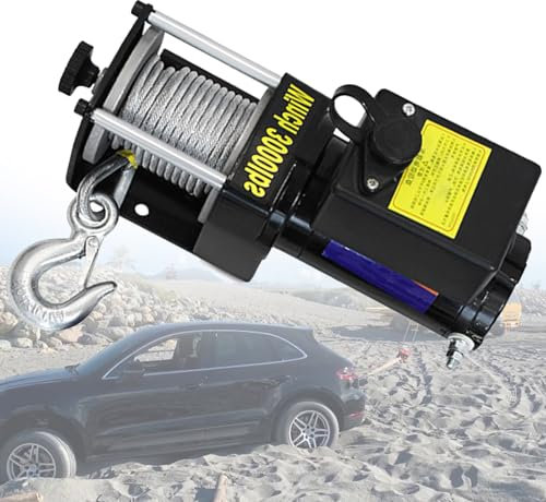 Treuil éLectrique éTanche 3000Lb 3500Lb 4000Lb, Treuil De Voiture à Double TéLéCommande 12V/24V, pour Tout-Terrain, Sable, Sauvetage De VéHicule, Utilisation d'urgence,3000lb-12V