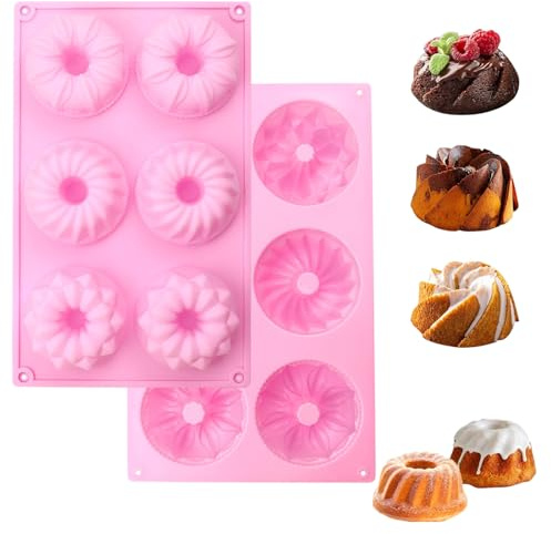 GIFANEO 2 Stück Mini Silikon Gugelhupfform, Gugelhupf Backform, praktisches Plastik-Silikon,Antihaftbeschichted Backformen,Wiederverwendbar, Ideal für Kreatives Backen