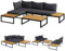 STEELSØN Zandra Gartenlounge Outdoor – modulares Gartenmöbel Set mit Ecksofa & Tisch wetterfest – Balkonmöbel aus Akazien Holz & Stahl mit Kissen in schwarz – Loungemöbel für Garten/Terasse/Balkon