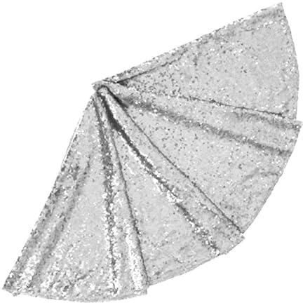 Gosera Christmas Small Tree Skirt, 36 Inch Sequin Tree Skirt for Tree Sparkle Xmas Tree Mat for Christmas Decorations Silver