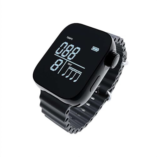 Vibrating Metronome Watch, Wearable Metronome with Adjustable Strap, App Support and Long Battery Life, Exercisers with Magnetic Charging Cable for Guitar, Violin, Piano, Drum Practice (Black 1pcs)