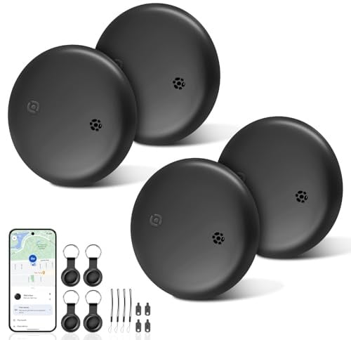Pack de 4 Smart Tag Android Traceur – Tag Android Compatible avec Google Find My Device, Smart Tag Bluetooth Étanche pour Clés, Sacs, Bagages, Porte-clés, Traceur Android(Non Compatible iOS)