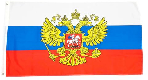 Fahne Flagge Russland mit Wappen - 60 x 90 cm