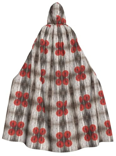 FHIZOAL Cape à capuche pour adulte avec fleur rouge dahlia pour cosplay, carnaval, fête, faucheuse vampire, mystérieuse mascarade