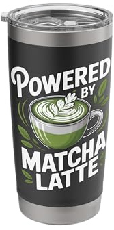 Powered By Matcha Latte Tea Drink Stainless Steel Insulated Tumbler