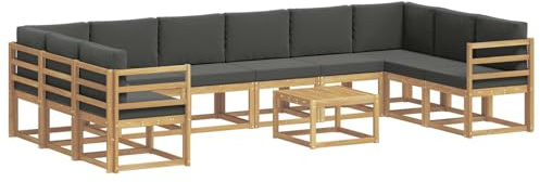 vidaXL Outdoor-Sofagarnitur mit Kissen 11 pcs Weiß und Anthrazit, Akazienholz Sofa, modernes Garten-Sofa, wetterfestes Sitzmöbel, Flexibles Möbelstück für den Hinterhof