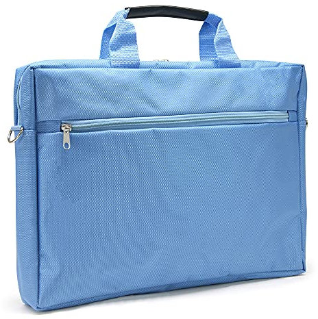 Waytex 71209 Sacoche Ordinateur 15 pouces 2 Compartiments 2 Poches Zippées avec Bandoulière en Nylon Bleu ciel