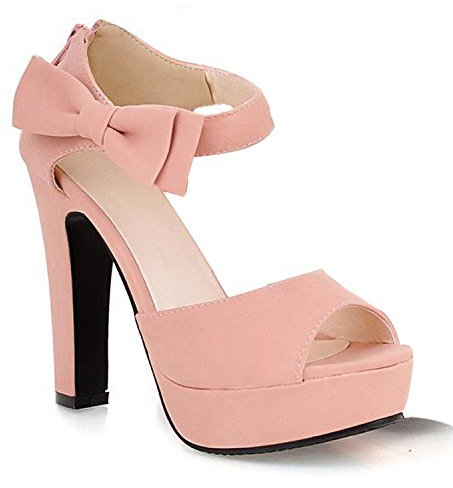 Minetom Donne Ragazze Elegante Sandali Tacco Alto Sandali Con Bowknot Peep Toe Scarpe Rosa 40