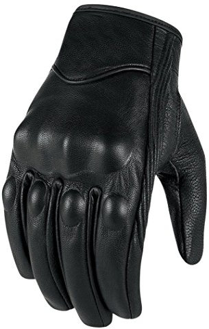 Bikers Gear The Warriors; kurze Leder Motorrad-Handschuhe für den Sommer, schwarz.