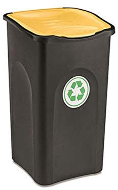 Stefanplast Ecogreen Poubelle avec Couvercle Jaune 50 L Noir 37 x 37 x 56 cm