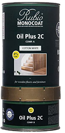 Rubio Monocoat Holzöl-Finish 52 m² - Cotton White | Oil Plus 2C | Schnell trocknendes, umweltfreundliches Leinsamen-Holzöl für den Innenbereich, inkl. Beschleuniger (Teil B) | Protector | 1,3L