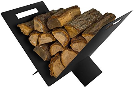 Triangular Contemporary Steel Firewood Steel Log Basket/Carrier for Woodstove Fireplace Wood Holder Log Holder in Black