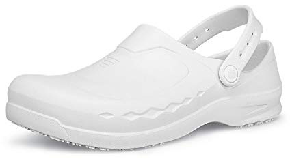Shoes for Crews Unisex Rutschhemmende Arbeitsclogs Zinc | Bequeme, zum Hineinschlüpfen geeignete Clogs für die Arbeit, ideal für Gesundheitswesen und Gastronomie, für Damen & Herren