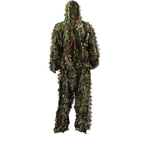 Zicac 3D Leaves Ghillie Camouflage Clothing Tops Pants Jacket Hunting Paintball Airsoft (Leafty Green, for tall 5.9-6.2ft)