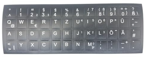 kompatibel mit HP EliteBook 455 DEUTSCHE Tastaturaufkleber - schwarz MATT 48 Tasten 1,4 cm x 1,4 cm Selbstkleben