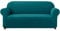 subrtex Spandex Sofabezug Stretch Sofahusse Couchbezug Sesselbezug Elastischer rutschfest Stretchhusse für Sofa(2 Sitzer,Petrol Blau)