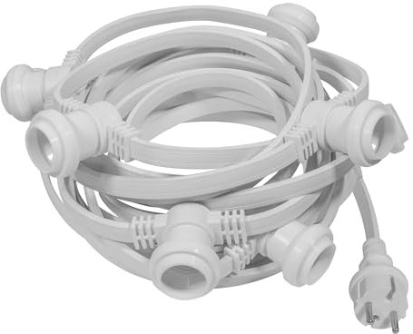 SKYLANTERN Guirlande Guinguette IP65 10m Blanche Raccordable - Guirlande Lumineuse pour Ampoule E27 10 Bulbes - Guirlande Guinguette Extérieure pour Terrasse Jardin Bar