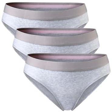 DANISH ENDURANCE Damen Slip aus Bio-Baumwolle, 3 Pack, Schwarz, Unterhose Bikini-Schnitt (Grau, Large)
