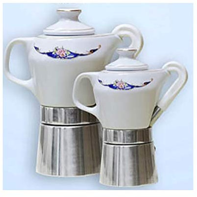 Sirge Caffettiera Moka 4 tazzine in fine porcellana certificata e decorata oro Mary 55