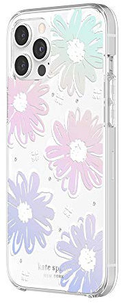 kate spade new york Protective Hardshell Case Compatible with iPhone 12 Pro Max - Daisy Iridescent Foil/White/Clear/Gems