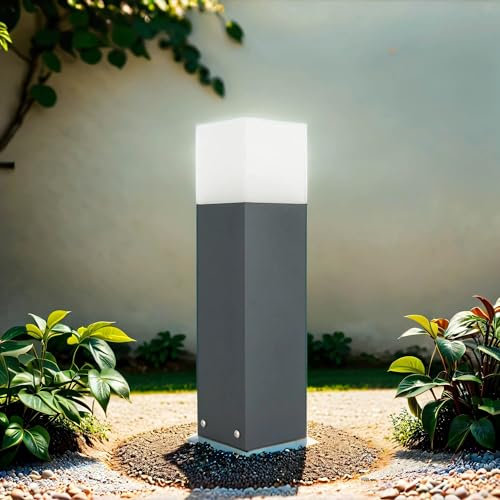 Licht-Erlebnisse Außen Stehleuchte eckig 40 cm Modern Anthrazit IP44 E27 vielseitig AWERNE Garten Haus Wegeleuchte